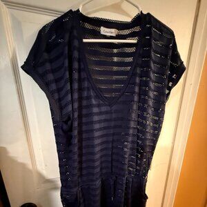 Calvin Klein L/XL swimsuit coverup in navy blue